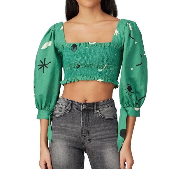 Capulet  Gracia Top Smocked Crop Top L - Picture 2 of 10